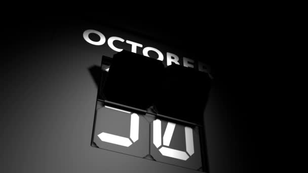 31 Ekim tarihi. dijital takvim değişikliği 31 Ekim canlandırması — Stok video