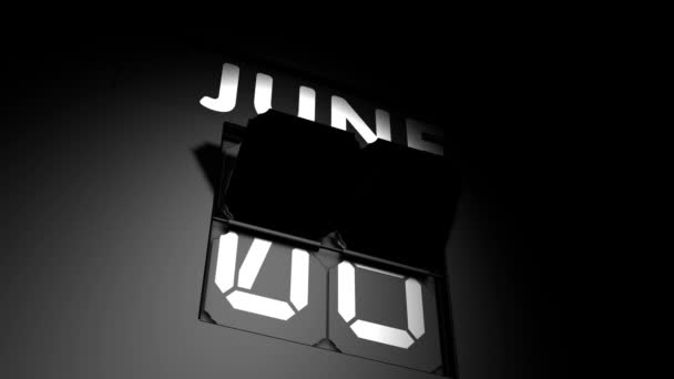 Fecha del 9 de junio. cambio de calendario digital a animación del 9 de junio — Vídeos de Stock