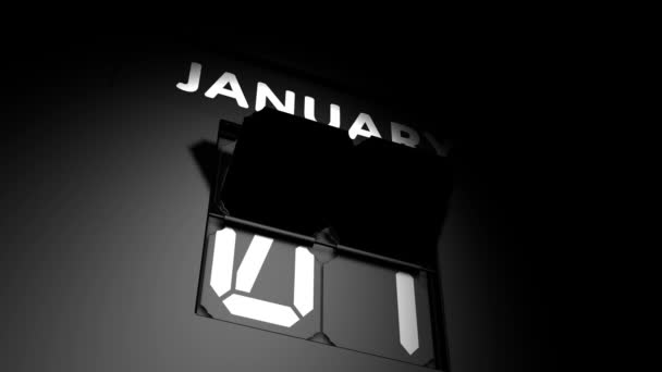 Data de 2 de Janeiro. mudança de calendário digital para animação de 2 de janeiro — Vídeo de Stock