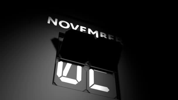 Data de 3 de Novembro. mudança de calendário digital para animação de 3 de novembro — Vídeo de Stock