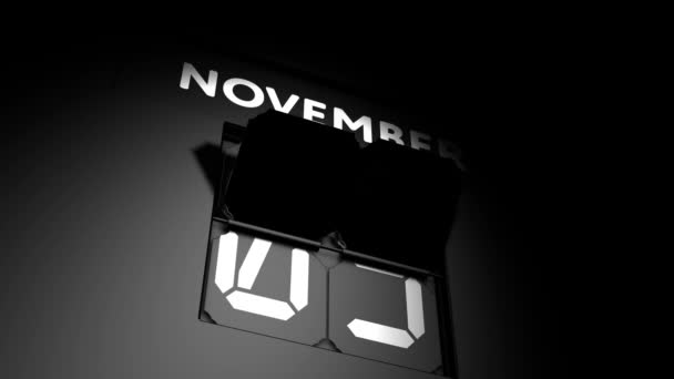 November 6 date. digital calendar change to November 6 animation — Stock Video