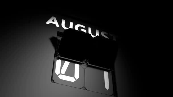 8 agosto data. modifica del calendario digitale all '8 agosto animazione — Video Stock