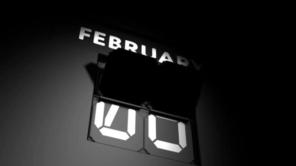 Datum: 9. Februar. Digitale Kalenderumstellung auf Animation vom 9. Februar — Stockvideo