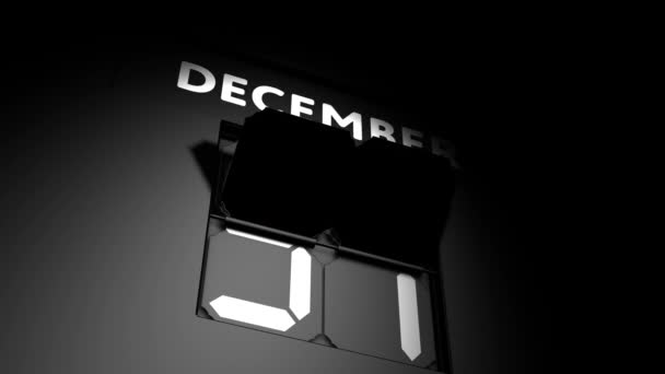 1月1日 数码日历更改至1月1日动画 — 图库视频影像