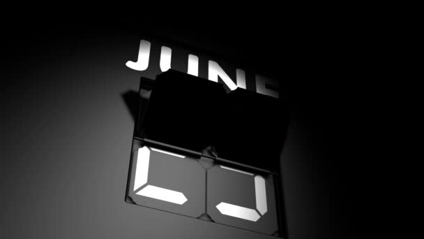 Fecha del 24 de junio. cambio de calendario digital a animación del 24 de junio — Vídeo de stock