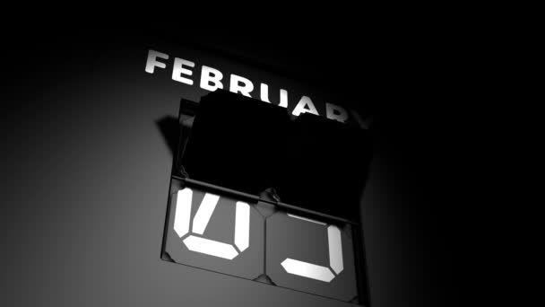 6 lutego data. cyfrowa zmiana kalendarza na animację z 6 lutego — Wideo stockowe