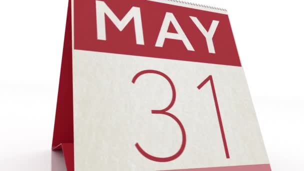 Tanggal 1 Juni. kalender berubah ke animasi 1 Juni — Stok Video