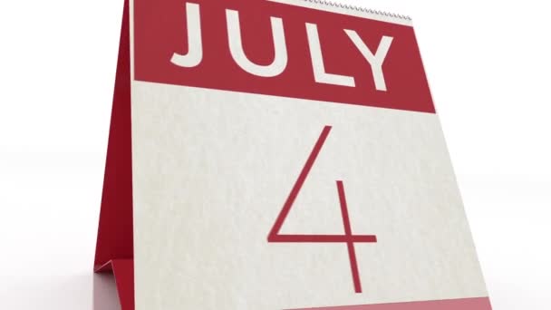 Fecha del 5 de julio. cambio de calendario a animación del 5 de julio — Vídeos de Stock