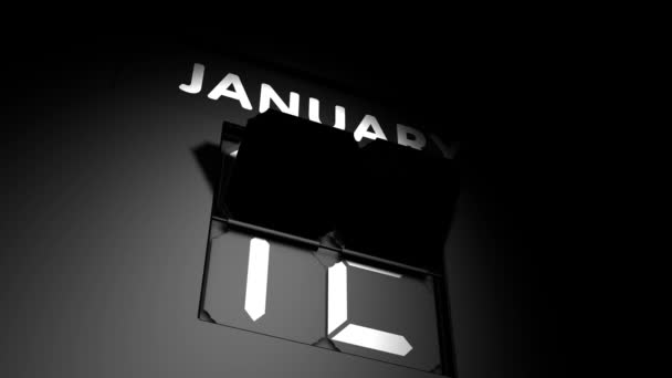Fecha 13 de enero. cambio de calendario digital a la animación del 13 de enero — Vídeo de stock