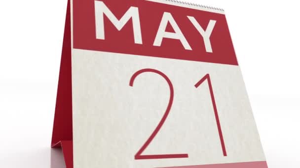 22 maggio data. modifica calendario al 22 maggio animazione — Video Stock