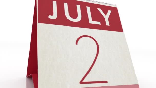 July 3 date. calendar change to July 3 animation — Stock Video