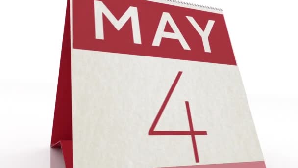 Дата 5 мая. изменение календаря на анимацию 5 мая — стоковое видео
