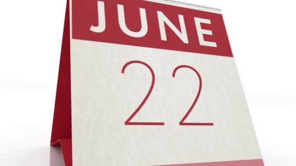 Fecha 23 de junio. cambio de calendario a animación del 23 de junio — Vídeos de Stock