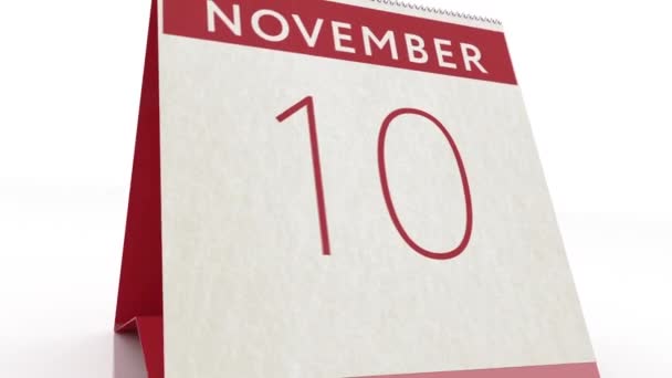 11 novembre data. modifica del calendario per l '11 novembre animazione — Video Stock