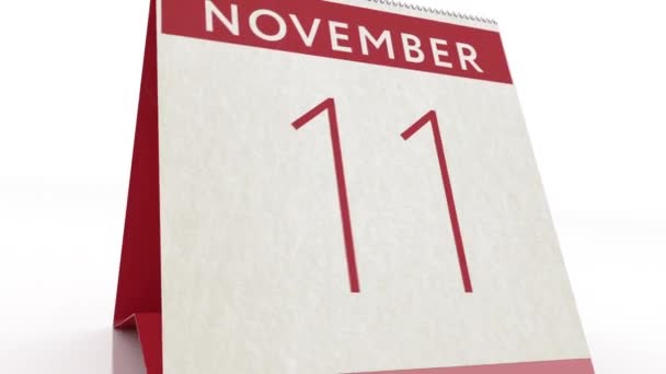 Дата 12 ноября. изменение календаря на анимацию 12 ноября — стоковое видео
