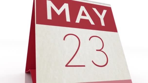 24 mei date. kalender wijzigen naar 24 mei animatie — Stockvideo