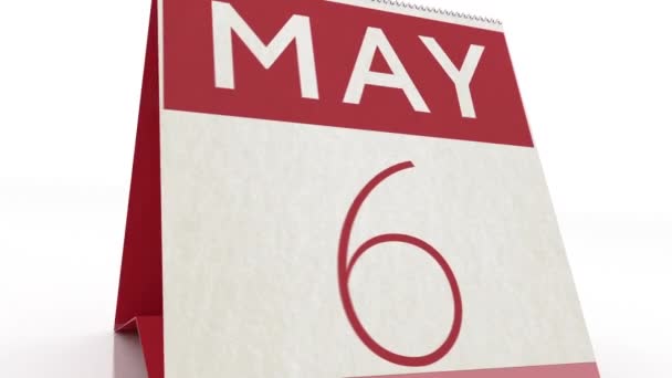 Fecha del 7 de mayo. cambio de calendario a animación del 7 de mayo — Vídeo de stock