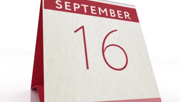 September 17 date. calendar change to September 17 animation — Stock Video