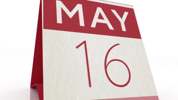 17 de mayo fecha. cambio de calendario a animación del 17 de mayo — Vídeo de stock