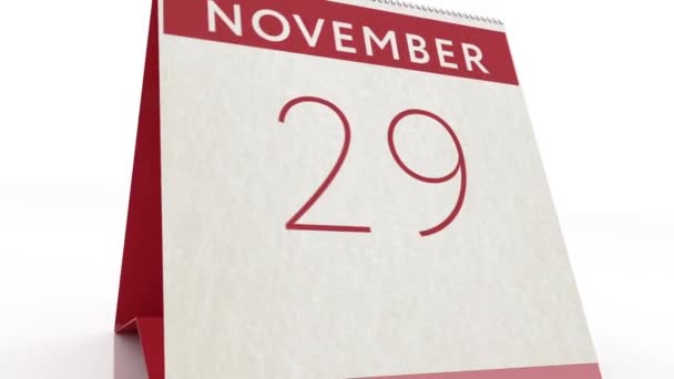 30 novembre data. modifica del calendario al 30 novembre animazione — Video Stock