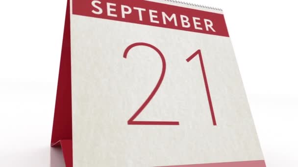 Fecha 22 de septiembre. cambio de calendario a animación del 22 de septiembre — Vídeos de Stock