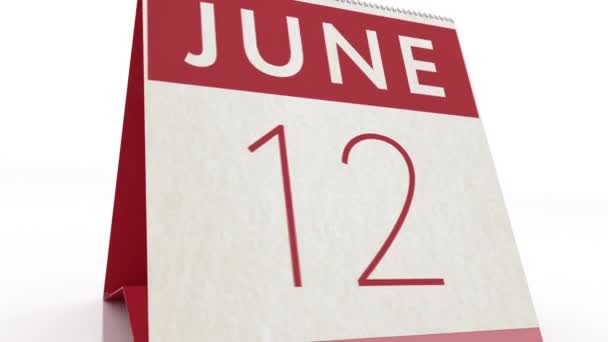 June 13 date. calendar change to June 13 animation — Stock Video