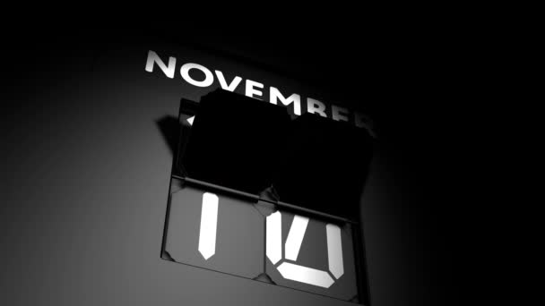 Data de 11 de Novembro. mudança de calendário digital para animação de 11 de novembro — Vídeo de Stock