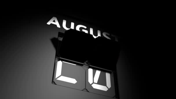 21 augusti datum. digital kalender förändring till 21 augusti animation — Stockvideo