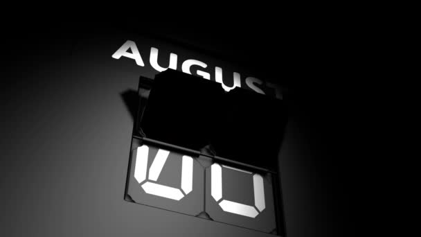 7 de Agosto. mudança de calendário digital para animação de 7 de agosto — Vídeo de Stock