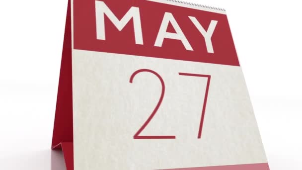 Ημερομηνία 28 Μαΐου. αλλαγή ημερολογίου στις 28 Μαΐου animation — Αρχείο Βίντεο