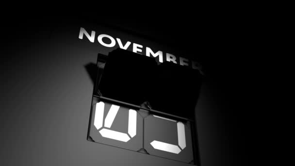 Vier november date. digitale kalenderwijziging naar 4 november animatie — Stockvideo