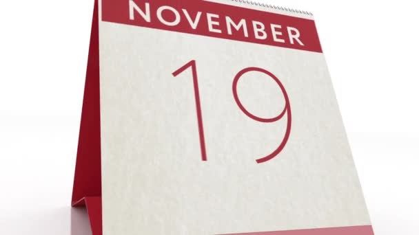 20 novembre data. modifica del calendario al 20 novembre animazione — Video Stock