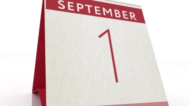 Fecha del 2 de septiembre. cambio de calendario a la animación del 2 de septiembre — Vídeos de Stock