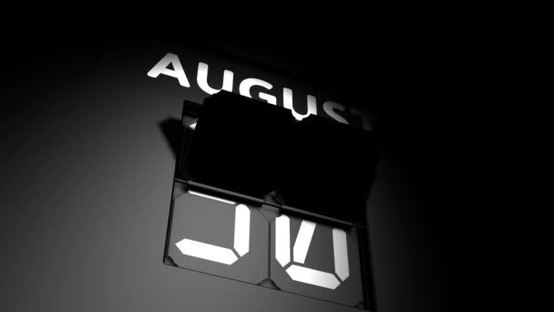 Дата 31 августа. изменение цифрового календаря на анимацию 31 августа — стоковое видео