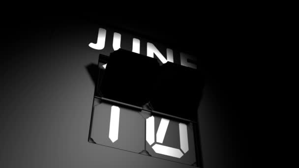 Data de 11 de Junho. mudança de calendário digital para animação de 11 de junho — Vídeo de Stock