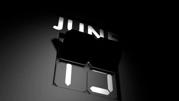 16 juni date. digitale kalender wijzigen naar 16 juni animatie — Stockvideo