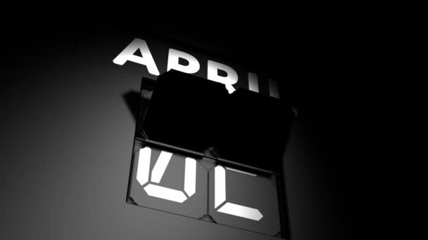 Uitgaan op 3 april. digitale kalender wijzigen naar 3 april animatie — Stockvideo