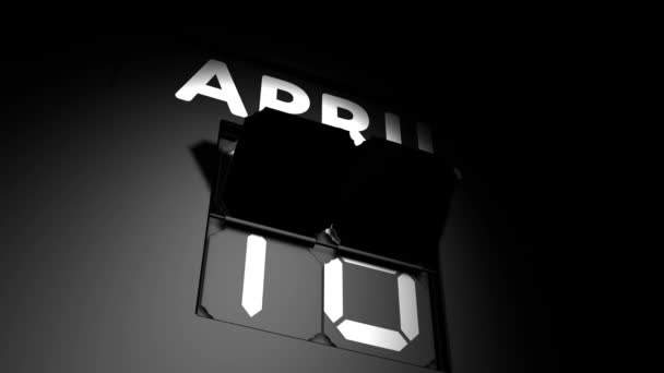 Fecha del 19 de abril. cambio de calendario digital a la animación del 19 de abril — Vídeos de Stock