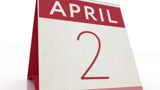 Fecha del 3 de abril. cambio de calendario a animación del 3 de abril — Vídeo de stock