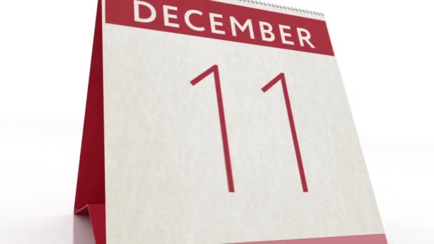 Den 12 december. kalenderändring till 12 december animation — Stockvideo
