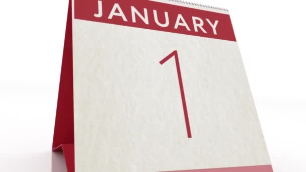 Дата 2 января. изменение календаря на анимацию 2 января — стоковое видео