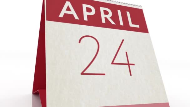 April 25 date. calendar change to April 25 animation — Stock Video