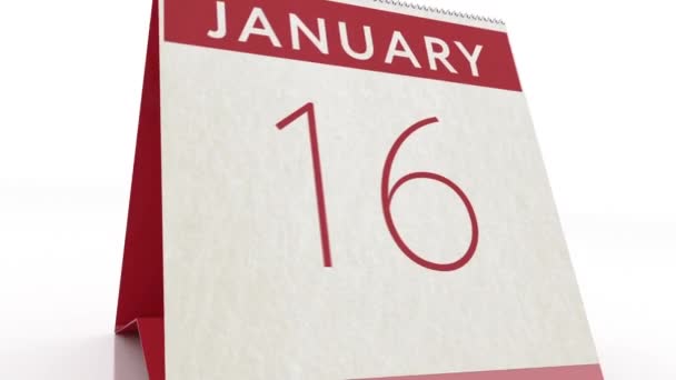 January 17 date. calendar change to January 17 animation — Stock Video