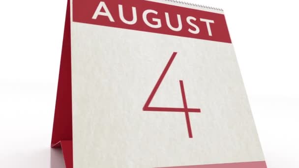 Fecha del 5 de agosto. cambio de calendario a animación del 5 de agosto — Vídeo de stock