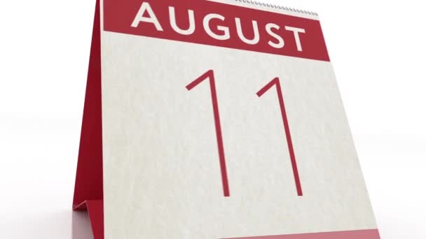 Fecha del 12 de agosto. cambio de calendario a la animación del 12 de agosto — Vídeos de Stock