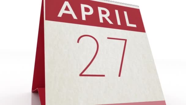 Дата 28 апреля. изменение календаря на анимацию 28 апреля — стоковое видео