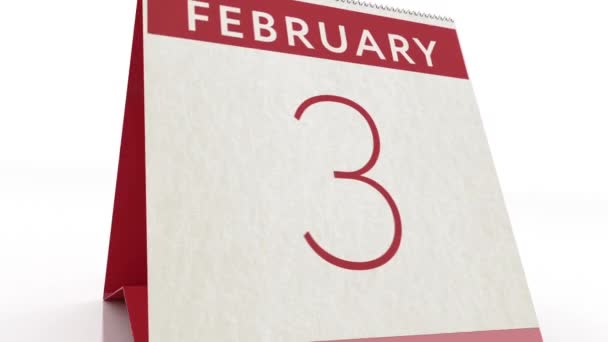 February 4 date. calendar change to February 4 animation — Stock Video