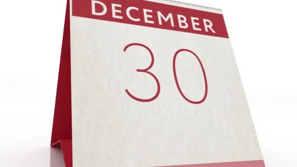 Tanggal 31 Desember. kalender berubah ke animasi 31 Desember — Stok Video