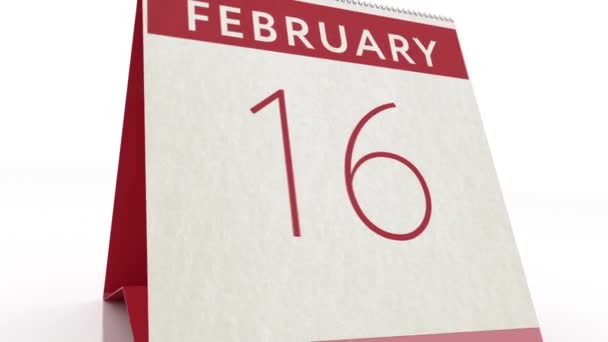 February 17 date. calendar change to February 17 animation — Stock Video
