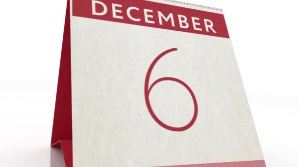 12月7日 日历更改至12月7日动画 — 图库视频影像